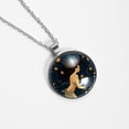 thumbnail image 4 of Virgo Constellation Stunning Glass Circular Pendant Necklace - Elegant Jewelry for Women, 4 of 5