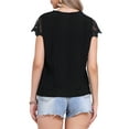 thumbnail image 3 of INSPIRE CHIC Women's Mock Neck Work Shirt Dressy Short Sleeve Casual Blouse M Black, 3 of 6