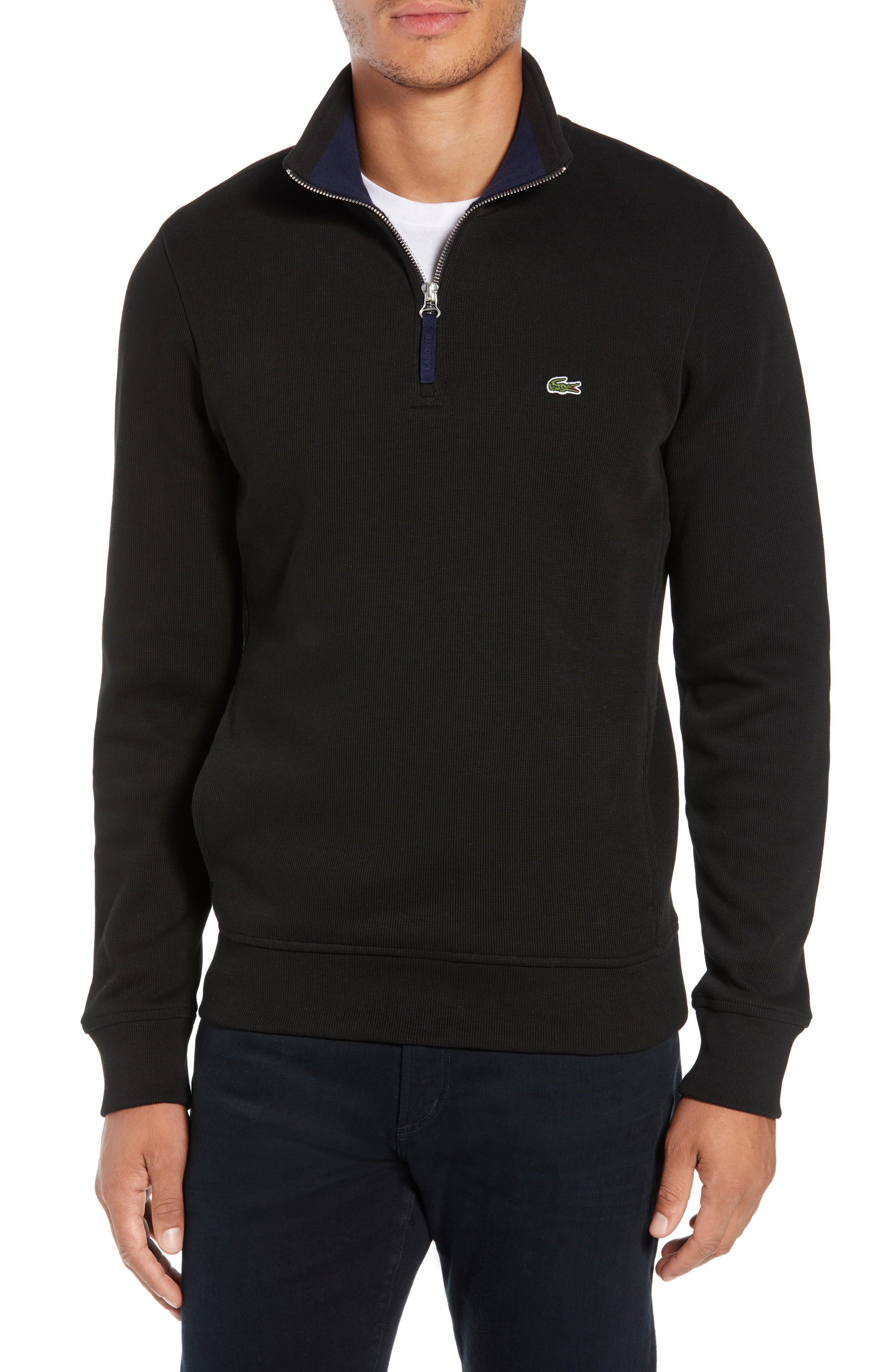 Lacoste Sweaters - Mens Sweater 1/2 Zip Mock-Neck Embroidered Logo XL ...