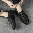 thumbnail image 6 of Mens Casual Leather Loafers Lightweight Soft Comfortable Oxfords Non-slip Breathable Walking Driving Shoes Black 7.5 US, 6 of 7