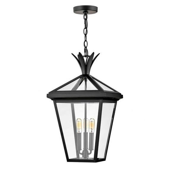 3 Light Outdoor Large Hanging Lantern in Transitional Style-21.5 inches Tall and 12 inches Wide-Black Finish Bailey Street Home 81-Bel-4614420