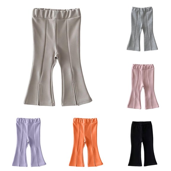 Toddler Girls Baggy Wide Leg Pants Fashion Flared Pants with Front Slit Autumn Casual Trousers Size 4-5T ,Beige