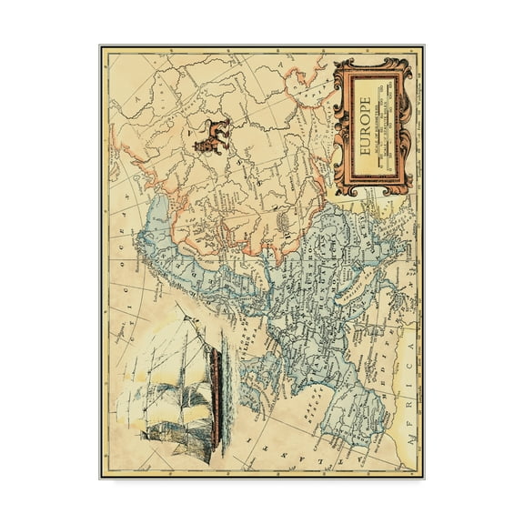 Trademark Fine Art 'Europe Map' Canvas Art by Vision Studio