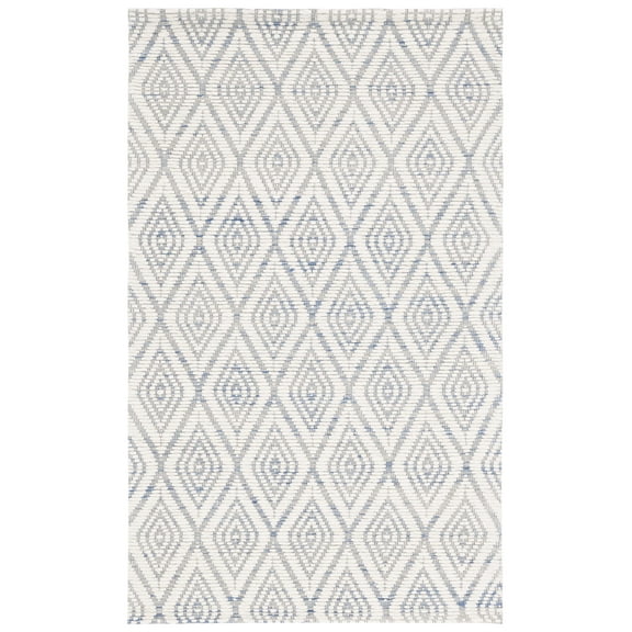 SAFAVIEH Marbella Winston Diamond Area Rug, Blue/Ivory, 4' x 6'