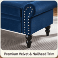 thumbnail image 6 of Modern Velvet Chaise Lounge with Storage, Upholstered Lounge Sofa Chair with Armrest Lumbar Pillow and Nailhead Trim, for Living Room Bedroom Apartment, 6 of 17