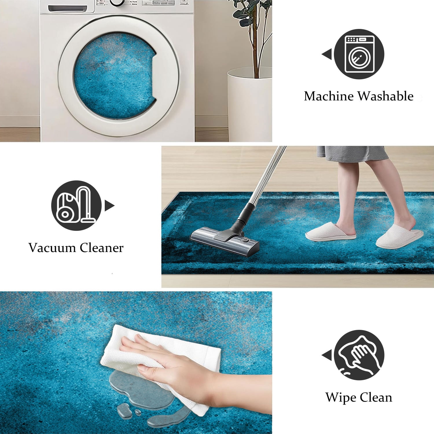Three-Piece Kitchen Rug Set, Abstract Pattern Kitchen Hallway Rug, Soft And Comfortable, Suitable for Sinks, Floors, Entrances, Hallways, Bathrooms