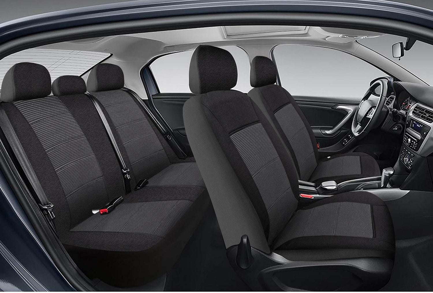 AUTO DRIVE 3-PIECE Jacquard Car Seat Cover Full Set For Front and Rear Seat Universal Fit