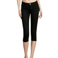 thumbnail image 3 of CHWGFWL Petite Capris for Short Women Women's Cotton Blend Capri Jeggings Stretchy Skinny Pants Jeans Leggings High Waisted Jean Shorts Women(Black,S), 3 of 6