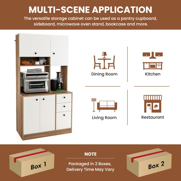 Giantex Meuble de rangement de cuisine à 5 niveaux, support mobile pour micro-ondes avec portes
