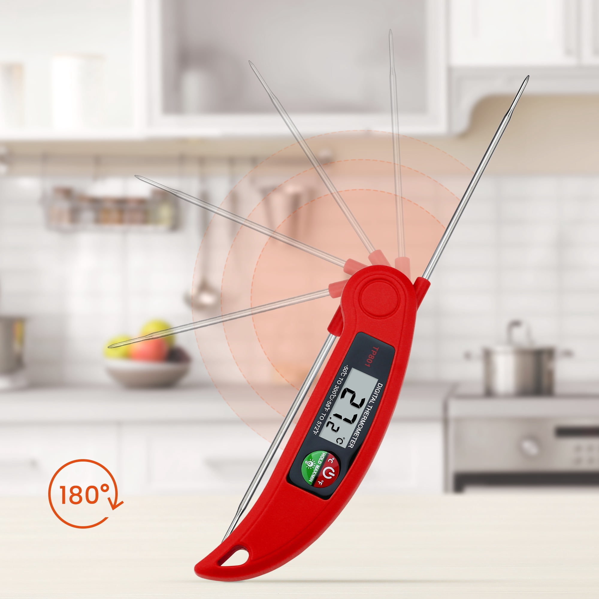Unique Bargains Digital Meat Instant Read Food Thermometer Black/Red