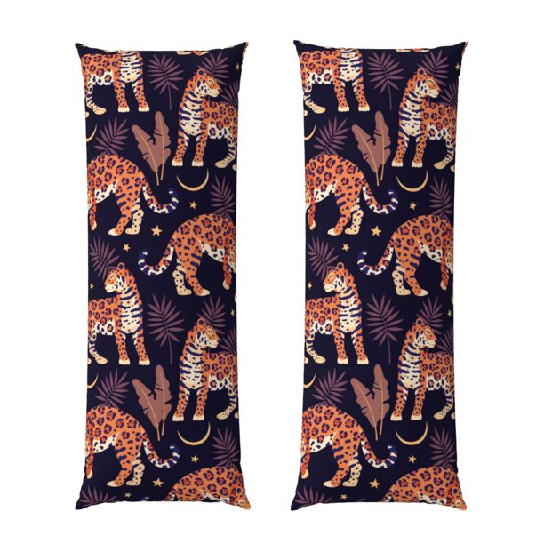 Balery Leopard Print Funda Protectora para Almohada Corporal de Algodón Hipoalergénico con Cierre(55 x 21 pulgadas), Almohadas No Incluidas