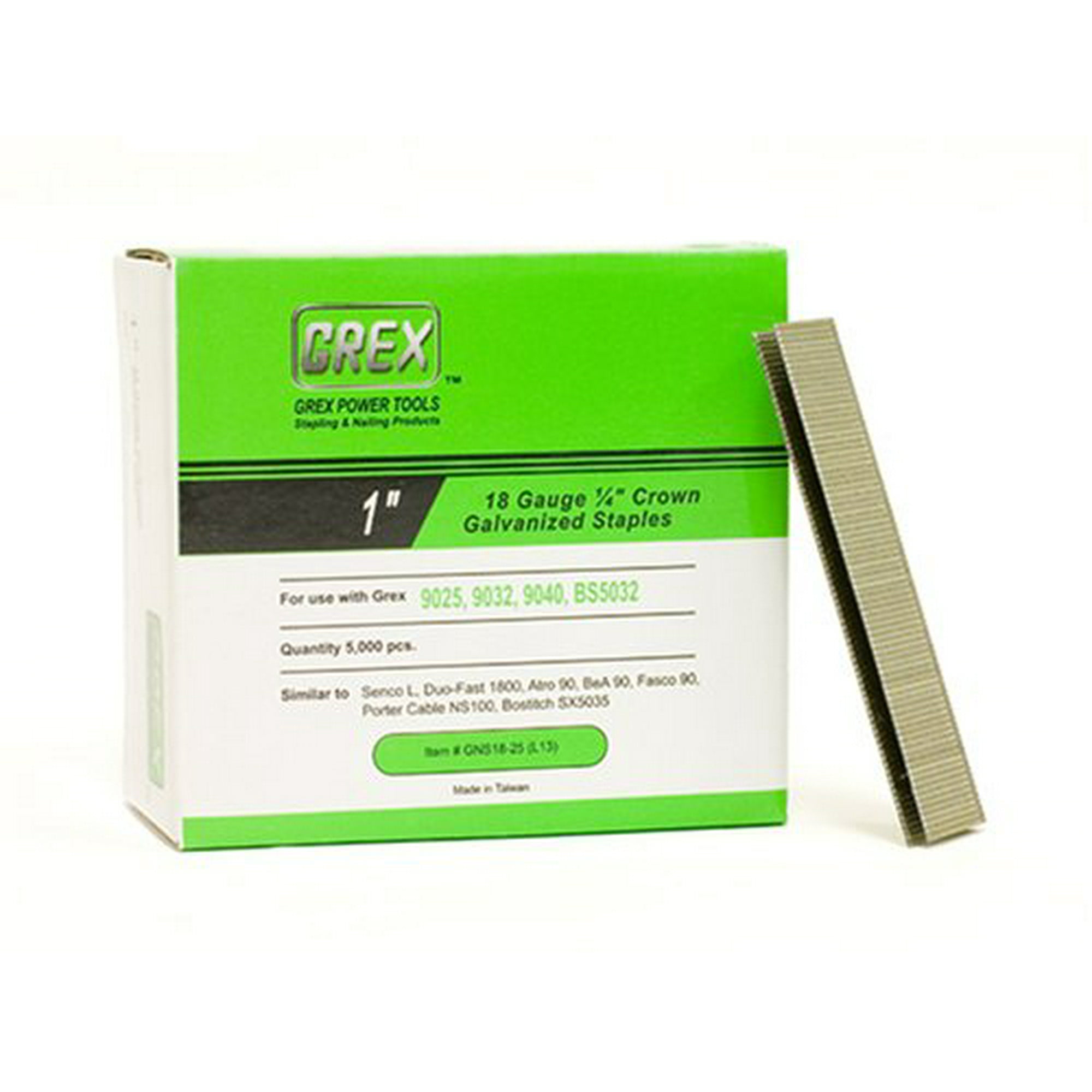 Grex Gns18 25 18 Gauge 1 4 Inch Crown 1 Inch Length Galvanized Coated Staples 5 000 Per Box Walmart Canada