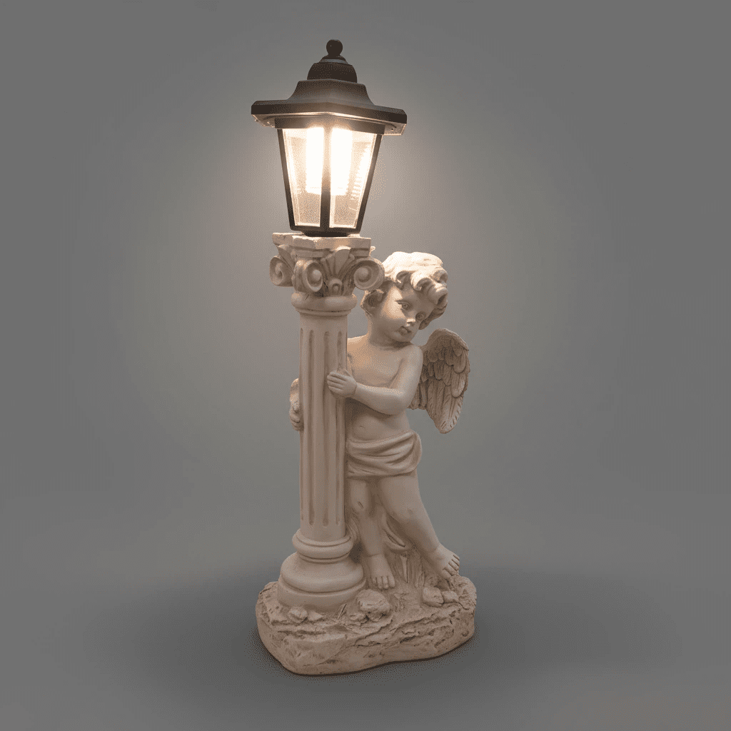 1PC Solar Powered Angel Sculpture, Roman Pillar Angel Garden Sculpture, Indoor And Outdoor Solar Street Lamp Garden Landscape Decoration (Right)