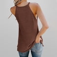 thumbnail image 4 of Lovskoo Tank Tops for Women Casual Solid Color Tank Tops High Neck Sleeveless Halter Tops for Women Coffee, 4 of 5