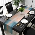 thumbnail image 5 of Turquoise Pink Ombre Table Runner Cotton Linen 120 Inch Holiday Dresser Scarves, Vintage Gradient Abstract Aesthetic Tablerunner for Kitchen Coffee Dining Bedroom Dinner Scarf Décor 13''x120'', 5 of 9