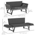 thumbnail image 3 of Outsunny Rattan Sofa Bed Chaise Lounge Light Grey, 3 of 10