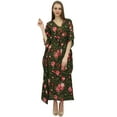 thumbnail image 2 of Bimba Indian Caftan Dress Cotton Green Maxi Gown Cover Women's Kaftan Dress-4, 2 of 5