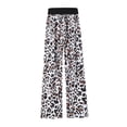 thumbnail image 2 of Pants Clearance Womens Comfy Stretch Floral Print Drawstring Wide Leg Lounge Pants Spring Black L, 2 of 3