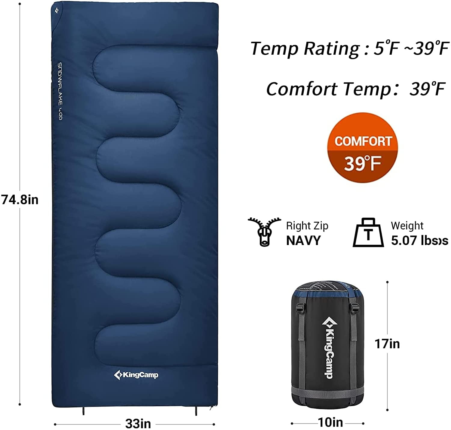 KingCamp Camping Sleeping Bag Cotton Flannel Cold Weather Sleeping