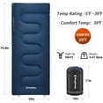thumbnail image 7 of KingCamp XL Lightweight Cotton Flannel Sleeping Bag - Cold Weather Ready, 5℉-39℉, Envelope Design for Adults, Ideal for Backpacking & Camping, 5.07LBS, Right (Navy), 7 of 7