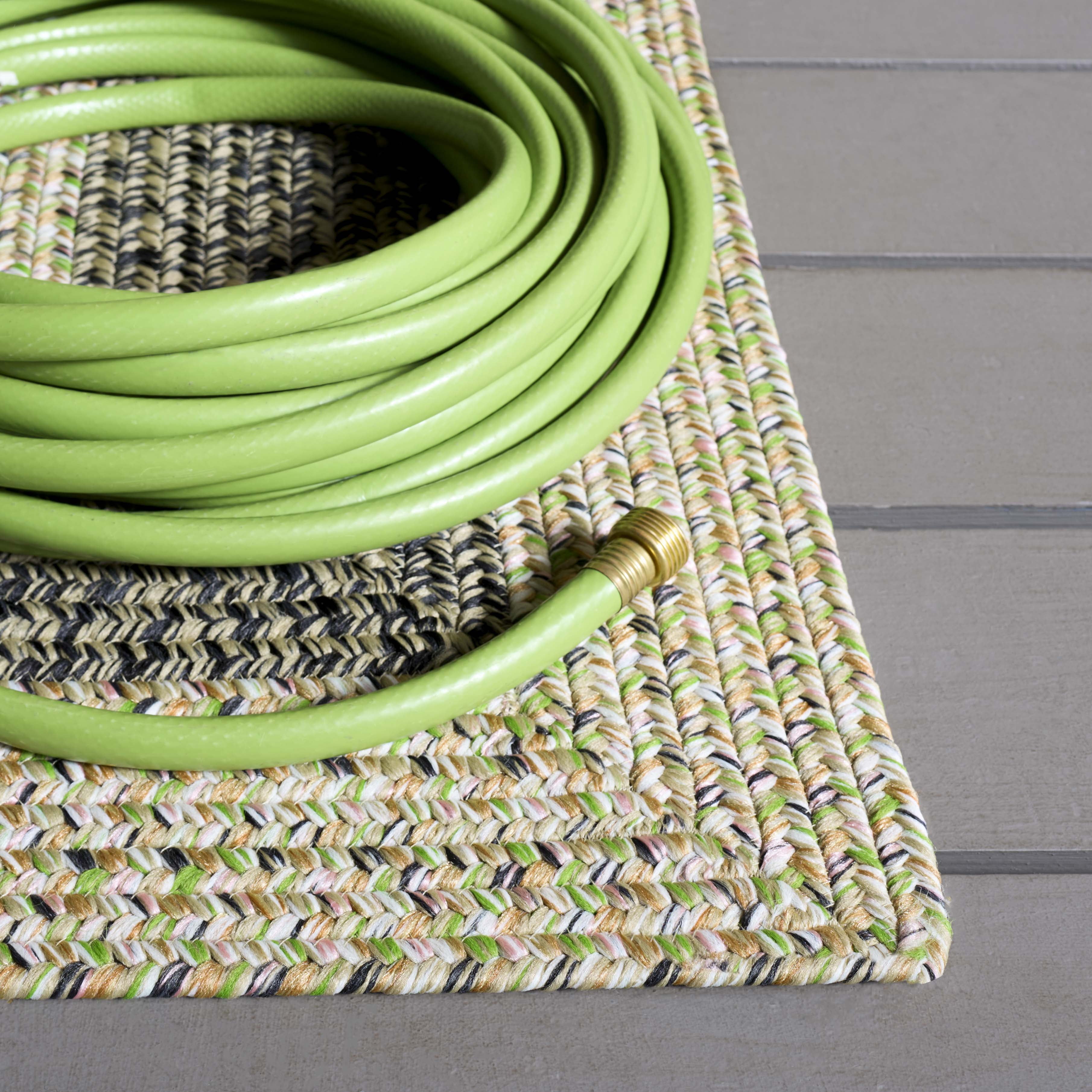 SAFAVIEH Braided Oswin Geometric Machine Washable Reversible Area Rug, Black/Light Green, 8' x 10'