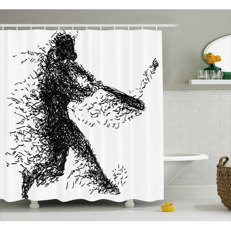 Black And White Shower Curtain Abstract Artistic Illustration Of