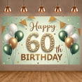 thumbnail image 3 of Golden Glitter Happy 60th Birthday Banner Decorated 60th Birthday Display Balloon Design Green White Gold Birthday Party Backdrop for 60th Birthday Party Adult Birthday Celebration Indoor Decoration, 3 of 9