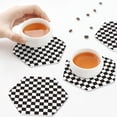 thumbnail image 7 of Fuzoiu Black and White Checkerboard Print Leather Coasters Set,Drink Coasters Set of 6,for Tabletop Protection, Durable PVC Coasters,Home Décor and Housewarming Gift,Hexagon, 7 of 7