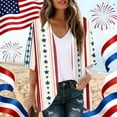 thumbnail image 2 of JULMCOMO American Flag Lightweight Cardigans for Women Red White Blue Half Sleeve Patriotic Kimono Cover Ups Summer Tops Beige S, 2 of 6