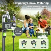 RainPoint Sprinkler Timer, Programmable Manual and Automatic Garden Hose Watering System with Rain Delay, IP65 Waterproof Digital Irrigation for Yard, Lawn, Pool, 2 Outlets Green - ITV205
