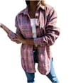 thumbnail image 2 of Usmixi Womens Wool Coat Womens Plaid Jacket Long Sleeve Button Down Lapel Cozy Flannel Shirt Coat Ladies Loose Fashion Shacket with Pocket Winter Wool Coat Cyber_Monday, 2 of 4
