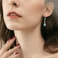 thumbnail image 2 of Blaniy Infinity Dangle Drop Earrings for Women 925 Sterling Silver Leverback Aquamarine Earrings March Birthstone Jewelry Gifts for Mom Wife Her, 2 of 6