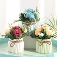 thumbnail image 3 of Esaierr 5x3in Artificial Flower Hydrangea Potted Plant with Ceramic Pots Silk Fake Flower Decoration, 3 of 4