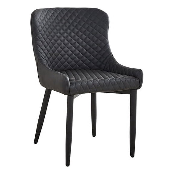 Pemberly Row Tufted Side Dining Chair in Dark Gray (Set of 2)