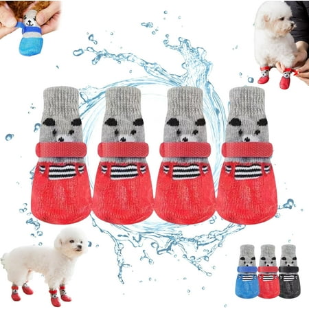 Pets Waterproof Shoes  Pets Waterproof Shoes  Waterproof Dog Boots & Paw Protectors 4PCS/Set Waterproof Pet Dog Shoes Anti-Slip Rain Boots Footwear Dog Sock Shoes with Adjustable