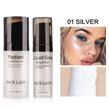 Glow Liquid Highlighter Makeup, Waterproof Long-Lasting Glitter Brighten, Illuminator for Radiant