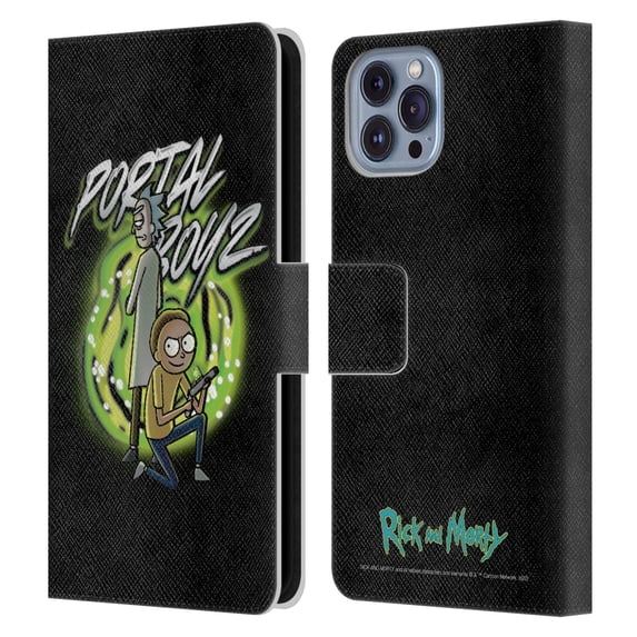 Head Case Designs Officially Licensed Rick And Morty Season 5 Graphics Portal Boyz Leather Book Wallet Case Cover Compatible with Apple iPhone 14