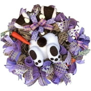 COUTEXYI Easter Rabbit Garland Floral Hanging Cartoon Multicolor Rattan Hoop