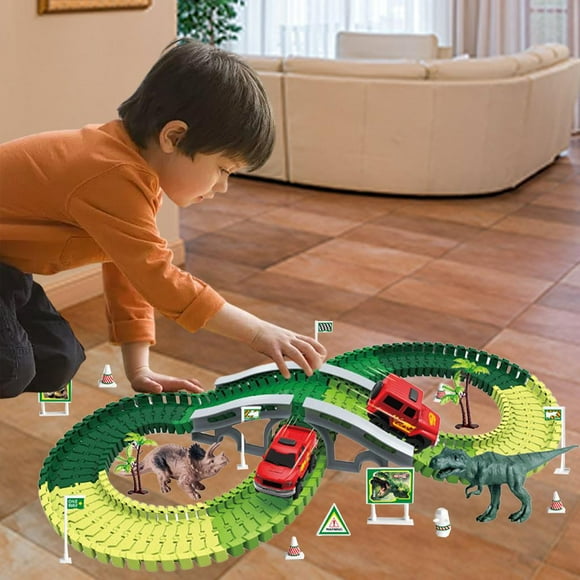 Juego de pista de tren Yotijar Dinosaur Track Toy Set Aventura Construir Modelo eléctrico 141 piezas