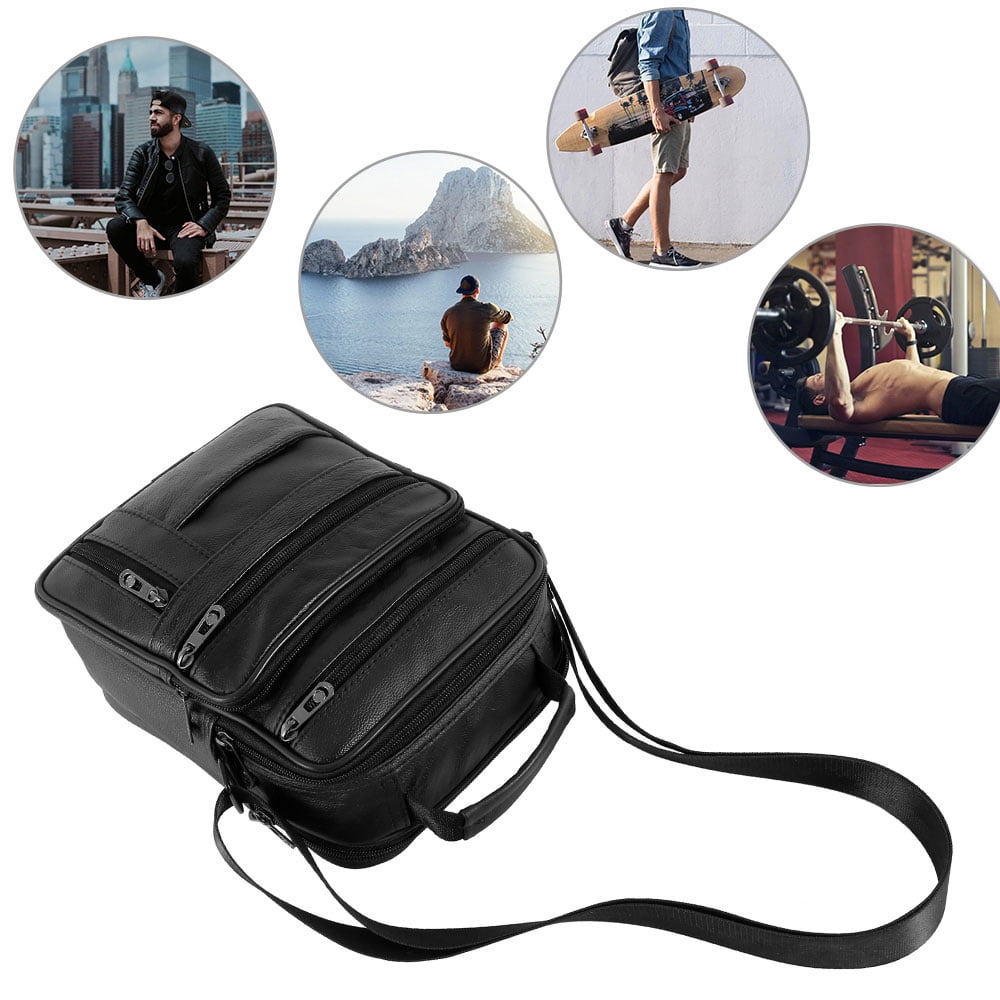 8.26*3.93*9.84in Men's Genuine Leather Handbag Shoulder Bag Fashion Cross Body Messenger Business