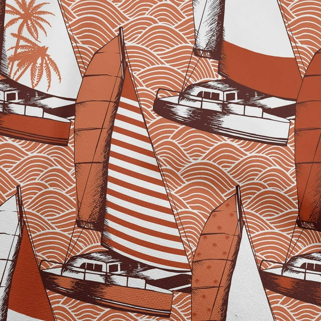 oneOone Tissu Popeline de Coton Sergé Orange Matériel de Robe Nautique Tissu Imprimé Tissu au Mètre 56 Pouces de Large
