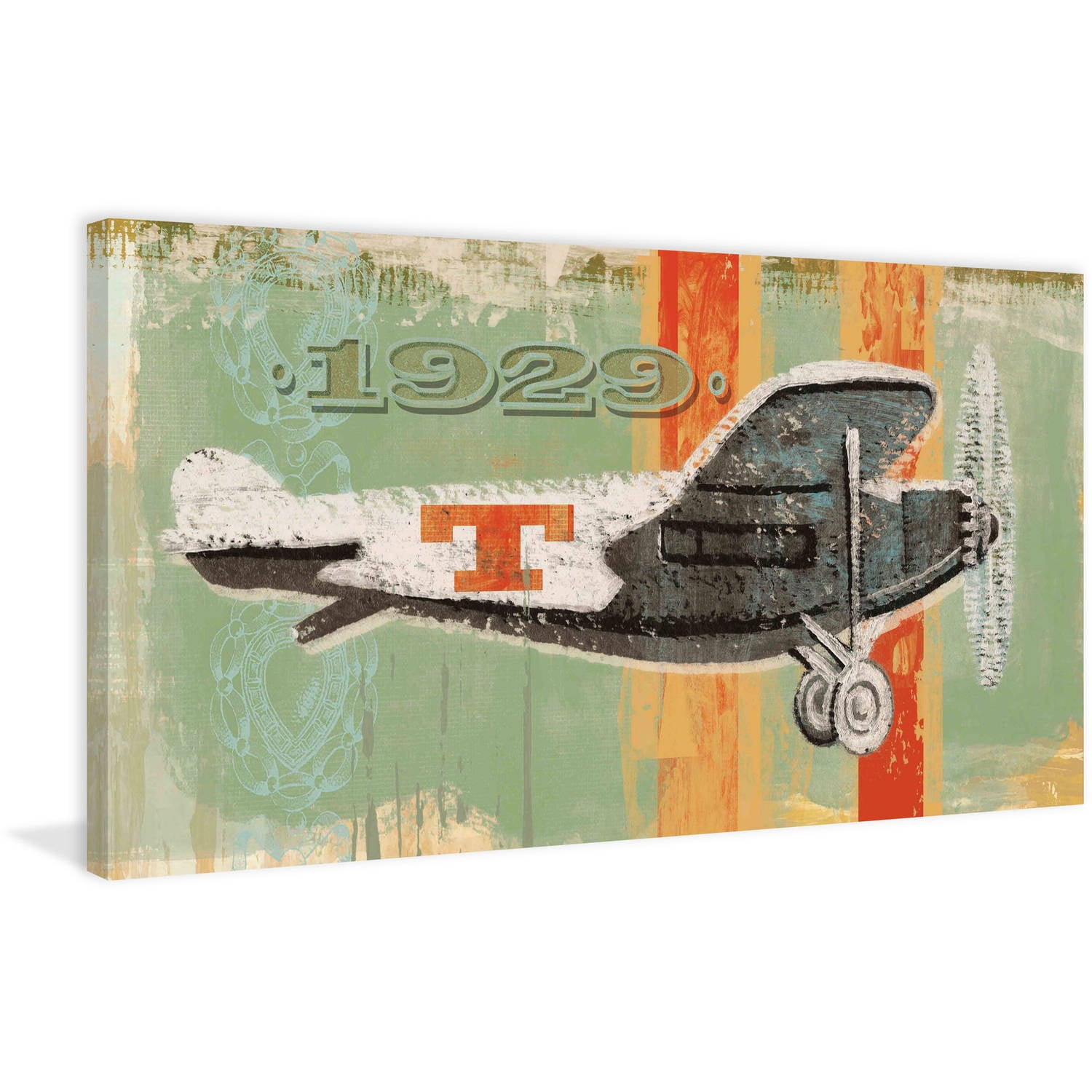 MARMONT HILL  - Vintage Plane 1929 Painting Print on Canvas - Multi-Color 24 x 12