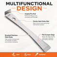 thumbnail image 3 of ABCISI Trim Puller Tool, 10.23 in Stainless Steel Pry Bar Scraper, Multifunctional Flat Bar Nail Puller for Baseboard, Caulk Removal, Prying, Scraping and Woodworking,silver, 3 of 7