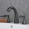 thumbnail image 3 of Grifo de lavabo de baño generalizado de 8 pulgadas, negro mate, 3 agujeros, 2 manijas, baño moderno/tocador, 3 of 5