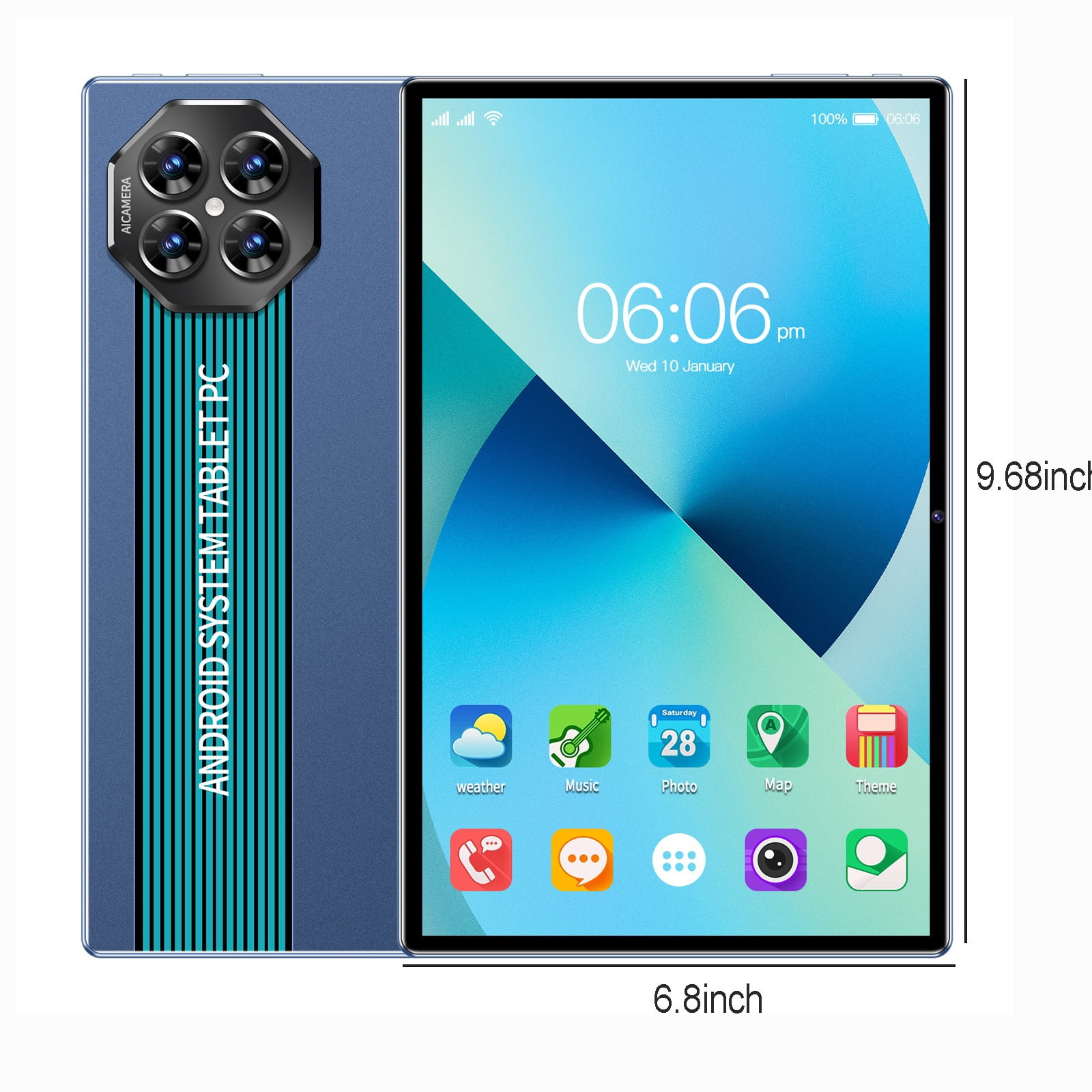 Tablets for Adults, Hwkond Enhanced 2+32G 10.1-inch Android Tablet PC IPS HD Ultra-thin Screen Bluetooth WiFi（2.4G,5G）Tablet Computer Support 256G Memory Card SIM HD Voice,Blue
