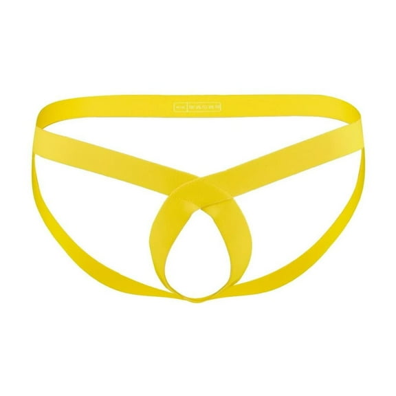 TANBOM Men's Nylon Sexy Thong Underwear All-Strap Special Design Breathable Stay-Put Yellow M