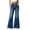 Womens Blue Flare Jeans, variant on QIUOMBBP Wide Leg Jeans Woman Stretchy High Waisted Pull On Jean Pants Baggy Straight Leg Casual Denim Trousers with Pockets Dark Blue M