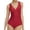 Crimson, variant on LIORA Women’s One Piece Swimsuits V Neck Swimwear Ruched Tummy Control Bathing Suit US Small, Red