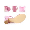 thumbnail image 3 of BLISSFUL STEP Velvet Open Toe Ankle Tie Block Heels Sandals for Women Pink (Size 7), 3 of 6