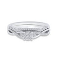thumbnail image 3 of AFFY 1/4 CT. T.W. Round Cut Natural Diamond Twist Bridal Set Wedding Engagement Ring In 14K White Gold Over 925 Sterling Silver (I2-I3 Clarity), Ring Size-8, 3 of 4